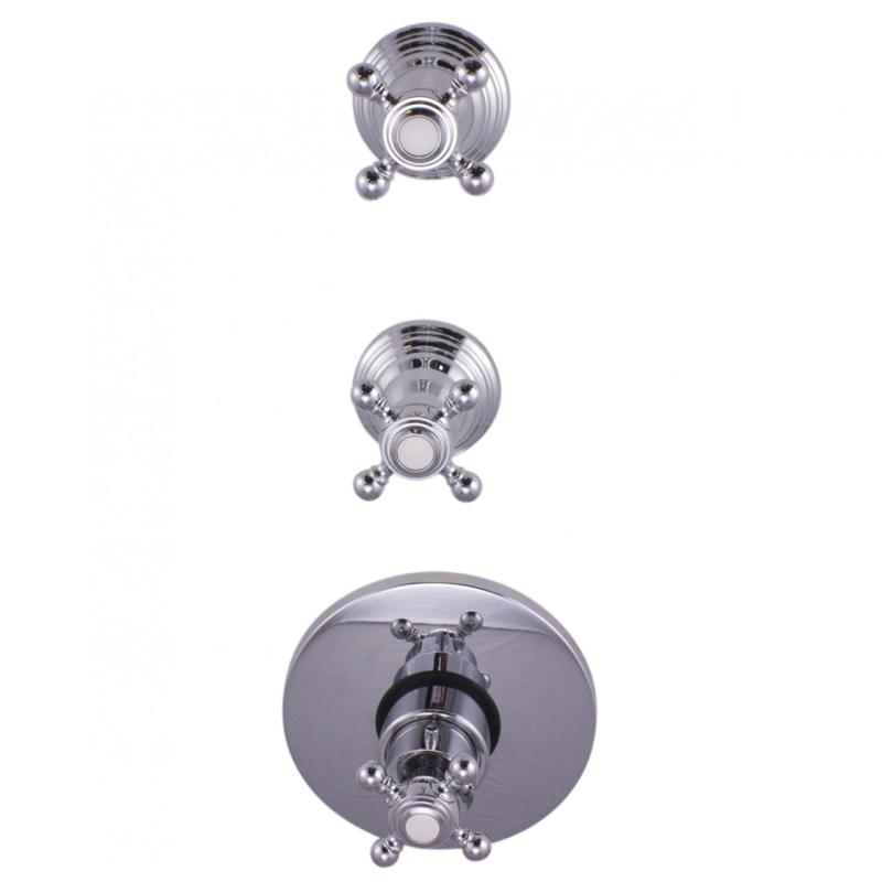PB Classic носталгичен вграден душ термостат с 2 спирателни крана, хром