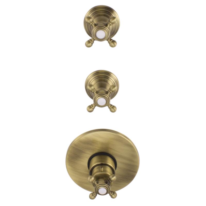 PB Classic носталгичен вграден душ термостат с 2 спирачни крана бронз