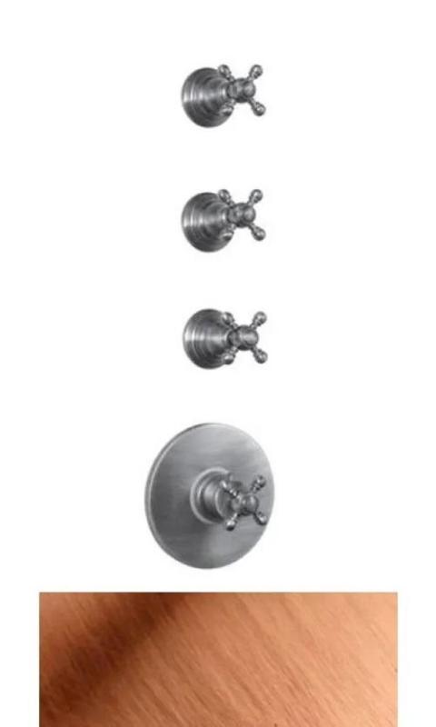 PB Classic носталгичен вграден душ термостат с 3 стоп крана мед