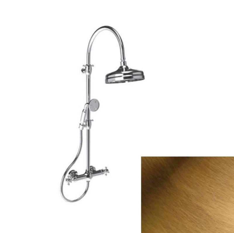 PB Classic душова колона в класически стил с термостатичен смесител и душ с ефект на дъжд, бронзов цвят