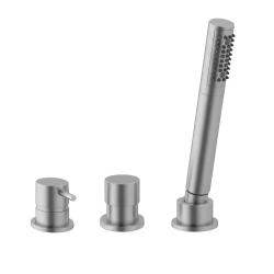 Водна революция Flow 3-дупков смесител за вана за монтаж на ръба на ваната, неръждаема стомана T138SBIE