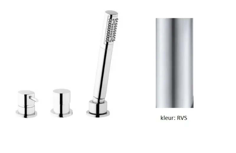 Водна революция Flow 3-дупков смесител за вана за монтаж на ръба на ваната, неръждаема стомана T138SBIE