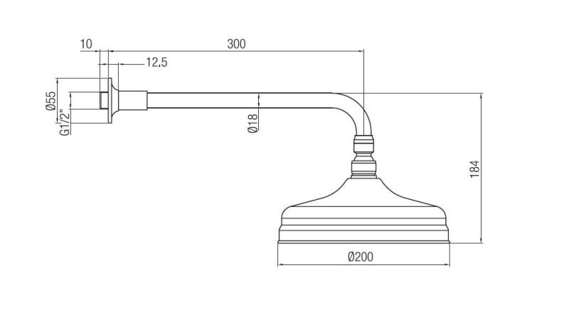 PB носталгичен душ глава 20cm с анти-варовик и душ-рамо Бронз