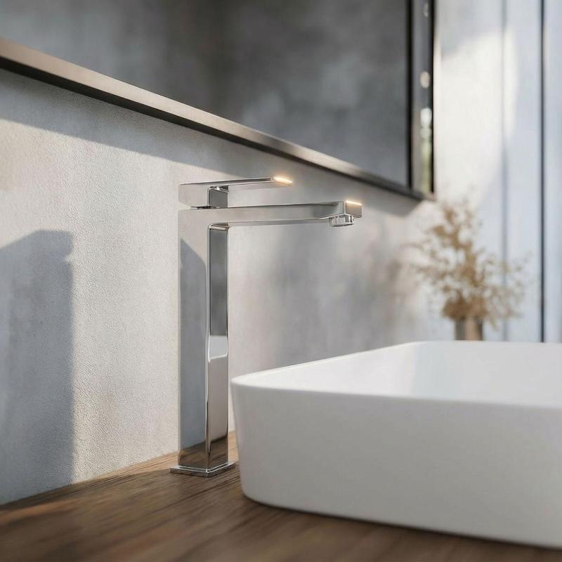 PB Kiki 1-дупков висок смесител за умивалник за умивалници хром