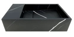 Solid-S Marble солидна повърхност мивка B40xD22xH10cm мрамор мат черен ляв без отвор за кран 1208954632