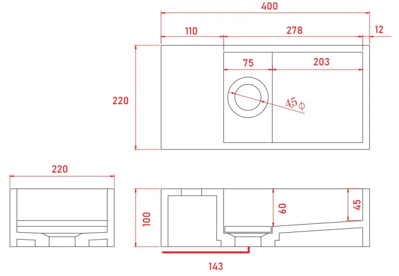 Solid-S Marble солидна повърхност мивка B40xD22xH10cm мрамор мат черен ляв без отвор за кран 1208954632