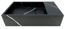 Solid-S Marble солидна повърхностна мивка B40xD22xH10см мрамор мат черен дясна без отвор за кран 1208954635.