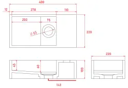 Solid-S Marble солидна повърхностна мивка B40xD22xH10см мрамор мат черен дясна без отвор за кран 1208954635.