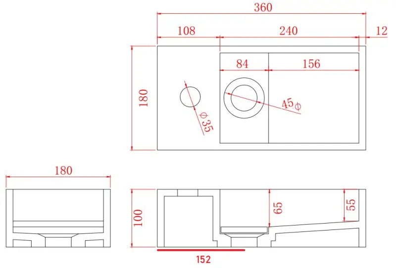 Солид-С Мраморен солиден повърхностен фонтан B36xD18xH10см мрамор матово черно ляво с отвор за кран 1208954637