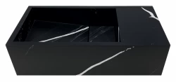 Massief oppervlak Solid-S Marble fontein B36xD18xH10cm mat zwart marmer rechts zonder kraangat 1208954639