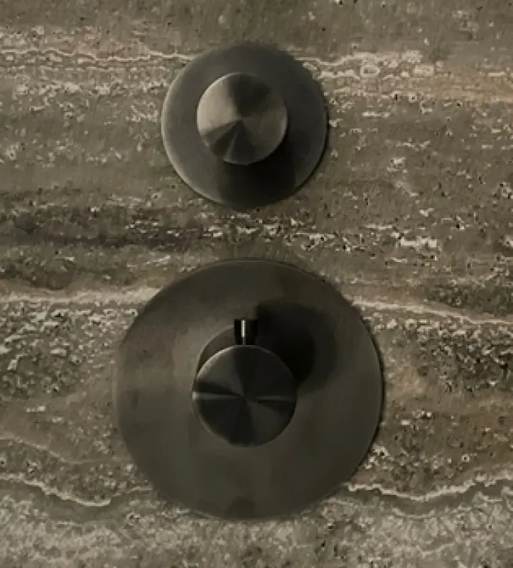 SB 316 AESTHETICS Кръгъл вграден термостатичен смесител с 1 изход / спирателен вентил PVD с пушка метално покритие 1208954896