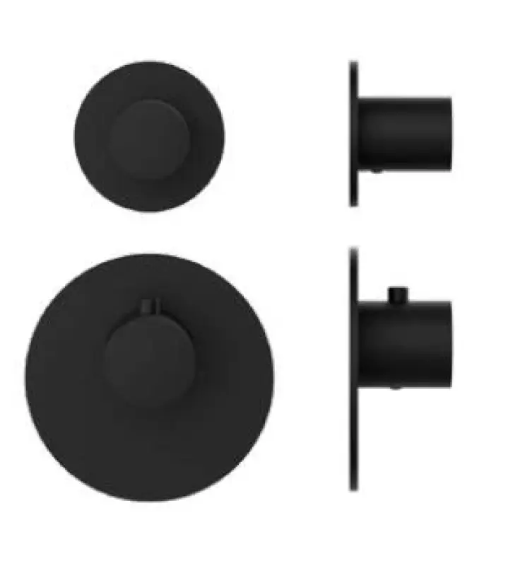 SB AESTHETICS Кръгъл вграден термостатичен кран с 2 извода / спирателен превключвателен кран в матово черно 1208954916