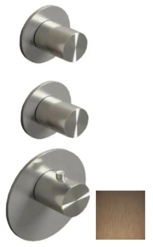 SB 316 ЕСТЕТИКА Кръгъл Вграден термостатен кран с 2 изхода / 2 x стоп кран PVD медно четка 1208954941