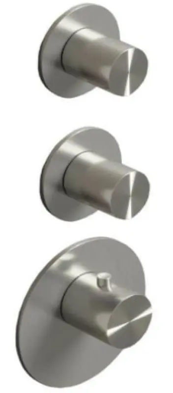 SB 316 ЕСТЕТИКА Кръгъл вграден термостатичен кран с 3 изхода стоп кран / стоп-превключващ кран, напълно изработен от неръждаема стомана 1208954949