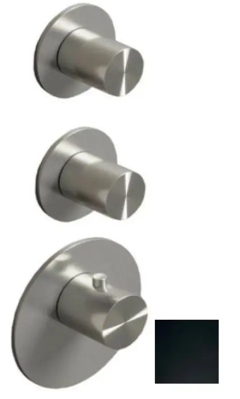 SB AESTHETICS вграден термостатен кран с 3 изхода с превключвател и спирателен вентил в матово черно 1208954954