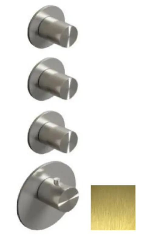 SB 316 ЕСТЕТИКА Кръгъл вграден термостатичен смесител с 3 изхода/ 3x спирачен вентил PVD злато протрито 1208954966