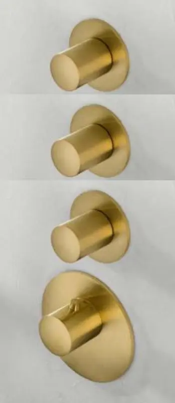 SB 316 ЕСТЕТИКА Кръгъл вграден термостатичен смесител с 3 изхода/ 3x спирачен вентил PVD злато протрито 1208954966