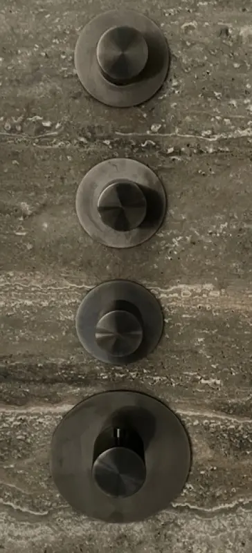 SB 316 ЕСТЕТИКА Кръгъл вграден термостатичен кран с 3 изхода / 3x кран за спиране PVD пистолет метал брушуван 1208954967