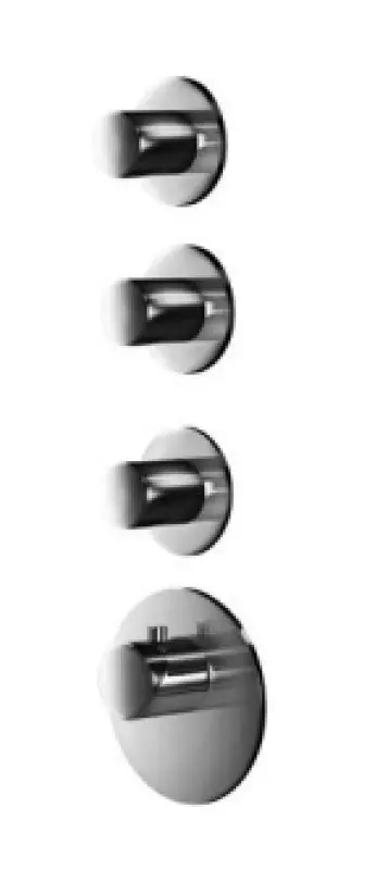 SB AESTHETICS Кръгъл вграден термостатен кран с 3 изхода / 3x спирателен кран хром 1208954968