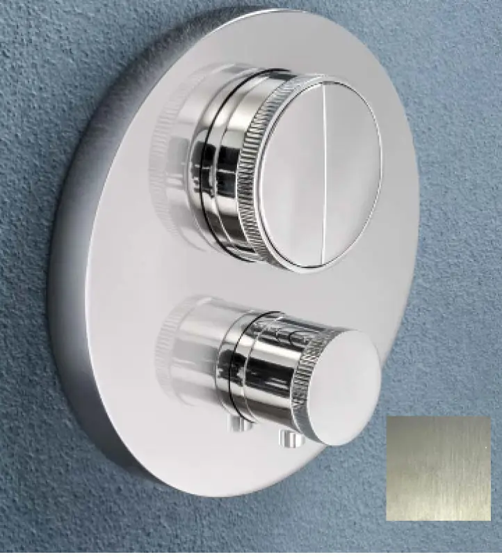 SB Push Round вграден термостатен смесител с бутон за превключване и регулатор на обема от неръждаема стомана 1208955060