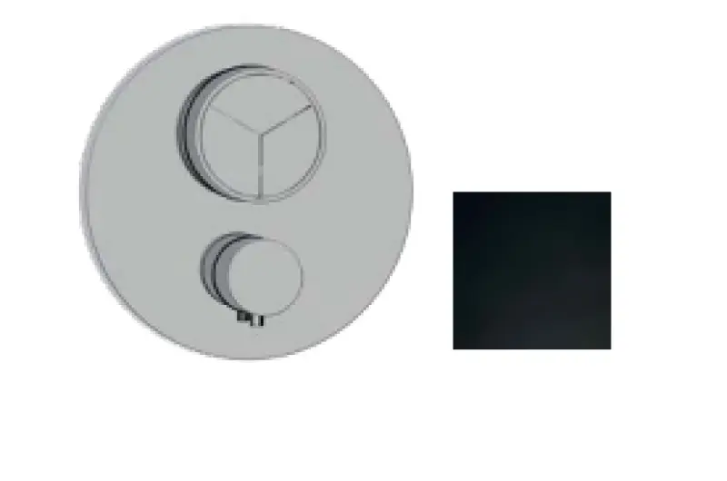 SB Push Round Вграден термостатичен смесител с натискане на бутон, 3-посочен превключвател и регулатор на обема, матово черен 1208955077