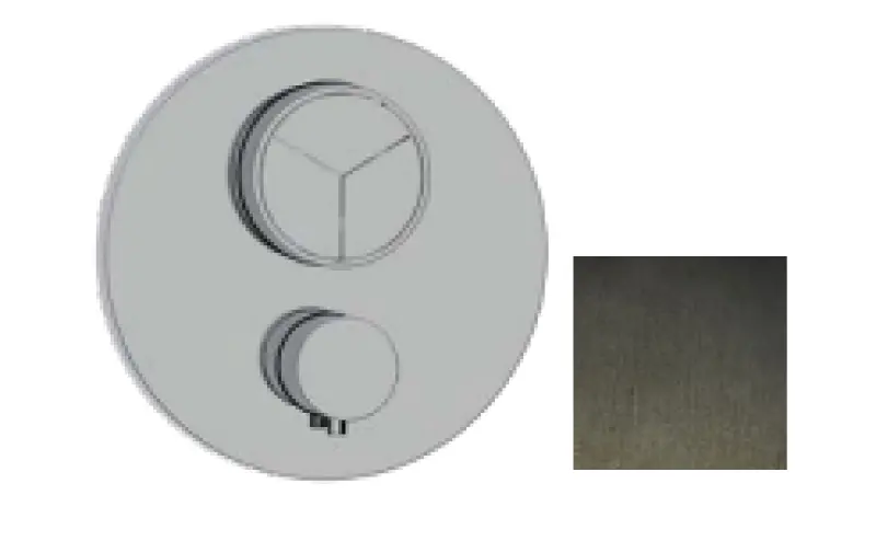 SB Push Round Вграден термостатен смесител с натиск бутон 3 пътен превключвател и регулатор на обем PVD пушка метал 1208955121