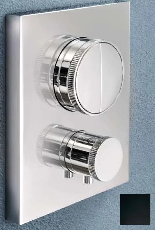 SB Push Square Вграден термостатен вентил с бутон за превключване и регулатор на обема, матово черен 1208955126