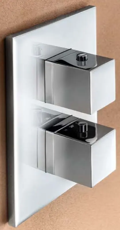 SB Универсален квадратен вграден термостатен кран с 2 изхода хром 1208955139