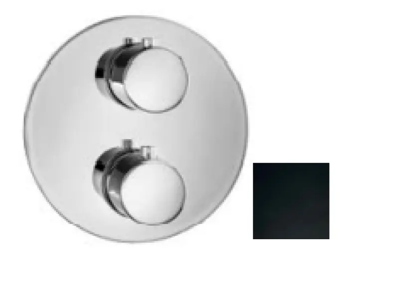 SB Универсален кръгъл термостатичен вграден смесител с 2 изхода матов черен 1208955164