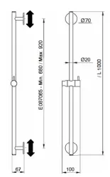 SB Rubinetterie Universale L 1000 Flexi Round плъзгаща се лента хром 1208955231