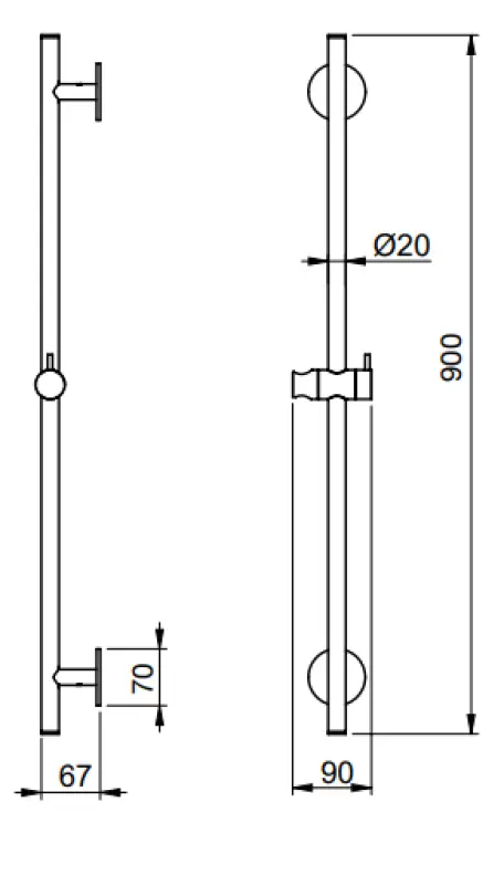 SB Rubinetterie Universale L900 прът за плъзгане напълно от неръждаема стомана 316 1208955238