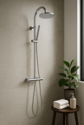 Aquadesign Orly душ комплект с термостат и дъждовна душ глава, хром