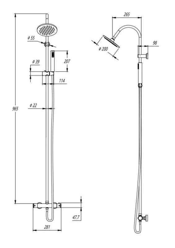 Aquadesign Orly душ комплект с термостат и дъждовна душ глава, хром