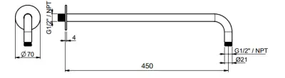 SB Round 316 стенен душови рамо 45 см PVD пушка метал 1208955314