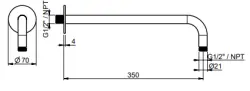 SB Round 316 стенен душови прът кръгъл 35 см PVD пистолет метал 1208955317