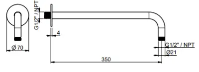 SB Round 316 стенен душови прът кръгъл 35 см PVD пистолет метал 1208955317