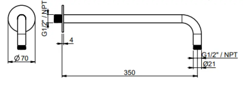 SB Round 316 стенен душови прът кръгъл 35 см PVD пистолет метал 1208955317