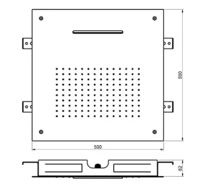 SB Square 316 Вграден душ с дъждовна функция и водопад 50x50cm таванна душ глава PVD пушка метал 1208955320