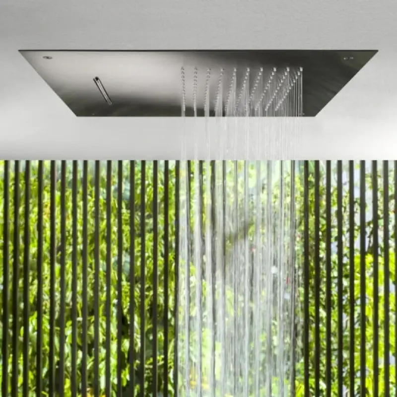 SB Square 316 Вграден душ с дъждовна функция и водопад 50x50cm таванна душ глава PVD пушка метал 1208955320