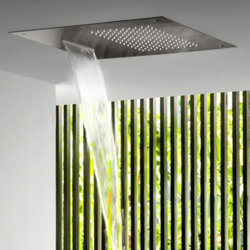 SB Square 316 Вграден душ с дъждовна функция и водопад 50x50cm таванна душ глава PVD пушка метал 1208955320