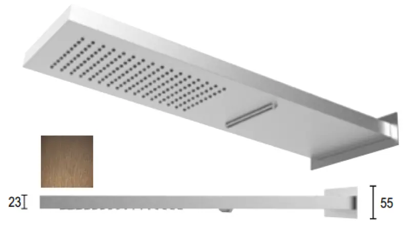 SB Square 316 Душ с дъждовна функция със стенна връзка и водопаден душ PVD мед 1208955330