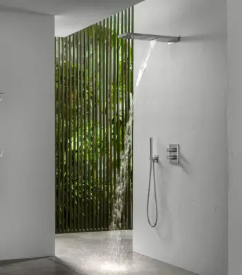 SB Square 316 Душ с дъждовен ефект, стенно свързване и водопаден душ PVD злато 1208955331