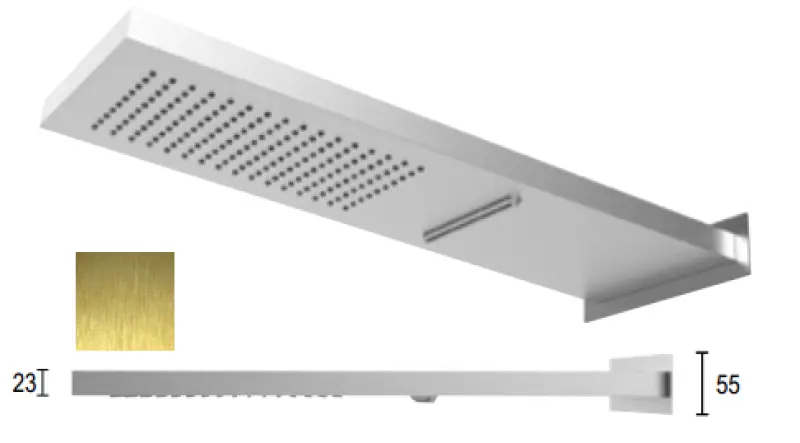 SB Square 316 Душ с дъждовен ефект, стенно свързване и водопаден душ PVD злато 1208955331