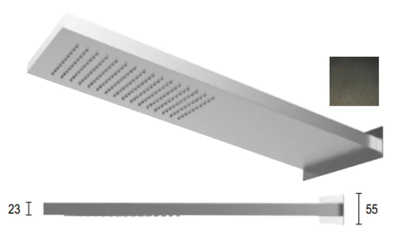 SB Square 316 Душ с дъждовен ефект със стенна връзка, основен душ PVD гън метал 1208955335