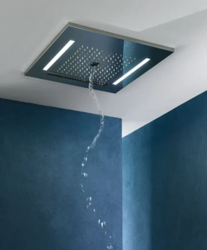 SB Wire-Twist Вграден душ за дъжд с хромотерапия осветление PVD Gun Metal 1208955382