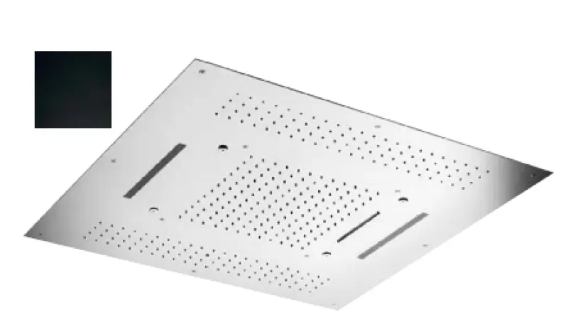SB Square вграден душ за дъжд с 4 вида струи и хромотерапия осветление матово черно 1208955385