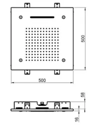 Вграден душ за хромотерапия SB с 3 вида струи 50x50 см PVD Gun Metal 1208955449