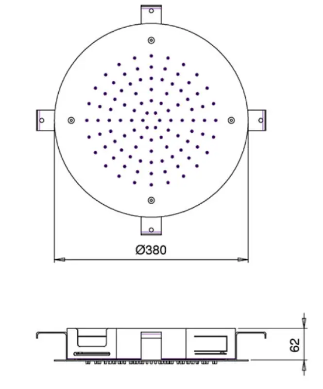 SB Round Chromotherapy Вграден душ за хромотерапия в PVD злато 1208955473