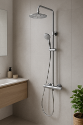 Aquadesign Valence душ комплект с термостат и дъждовна душ глава, хром