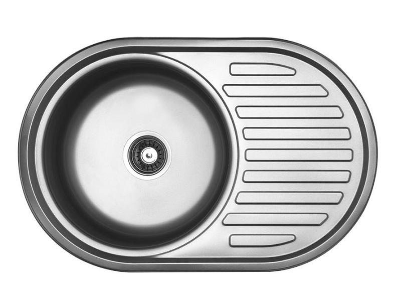 Ausmann кръгла мивка с цедка от неръждаема стомана, вкл. сифон 77x50 см 1208955523